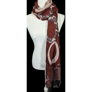 Pashmina Rust And Cream Bubble Print Scarf